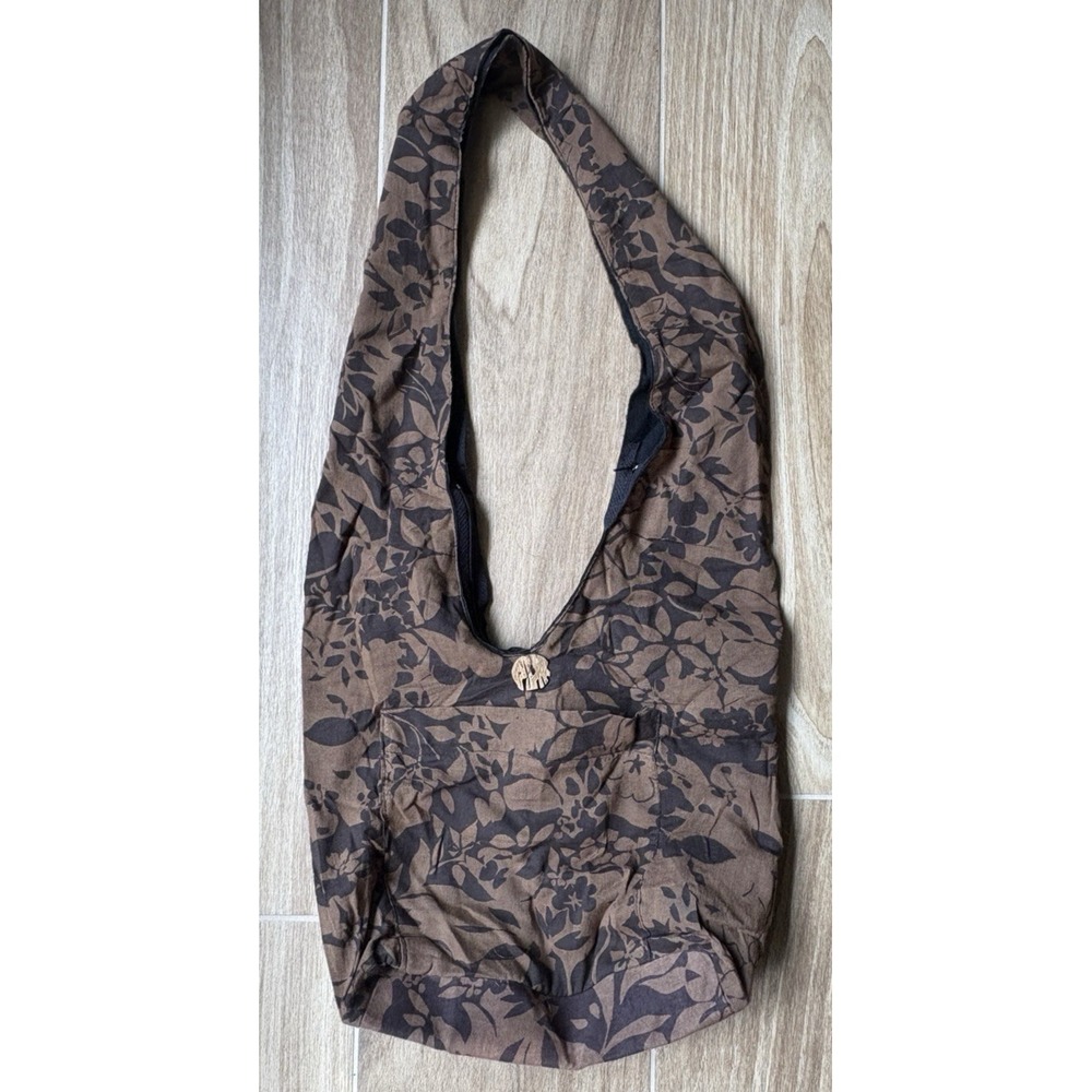 Boho Brown Floral Hobo Shoulder Bag Slouchy‎ Cottagecore Purse Earthy Granola